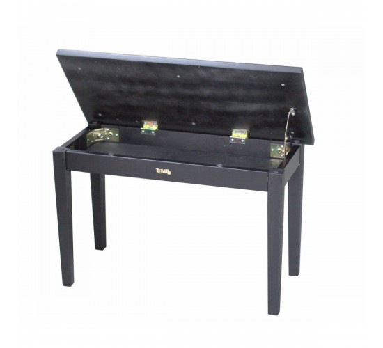 Tempo Turris 129/MB банкетка деревянная double seat, кожзам, цвет: чёрный матовый, нотное отделение