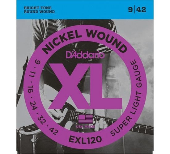 D'Addario EXL120 XL NICKEL WOUND Струны для электрогитары Super Light 9-42