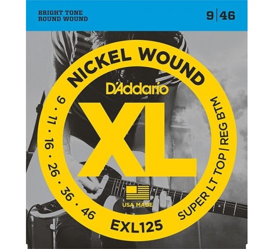 D'Addario EXL125 XL NICKEL WOUND Струны для электрогитары Super Light Top/Regular Bottom 9-46