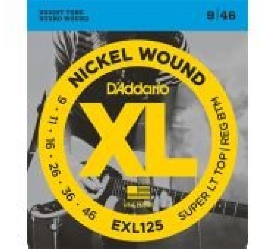 D'Addario EXL125 XL NICKEL WOUND Струны для электрогитары Super Light Top/Regular Bottom 9-46