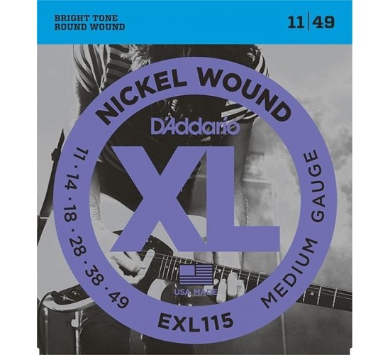 D'Addario EXL115 XL NICKEL WOUND Струны для электрогитары Blues/Jazz Rock 11-49