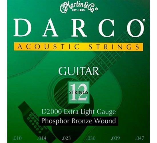 Darco D2000 струны для 12-стр. акустической гитары Extra Light