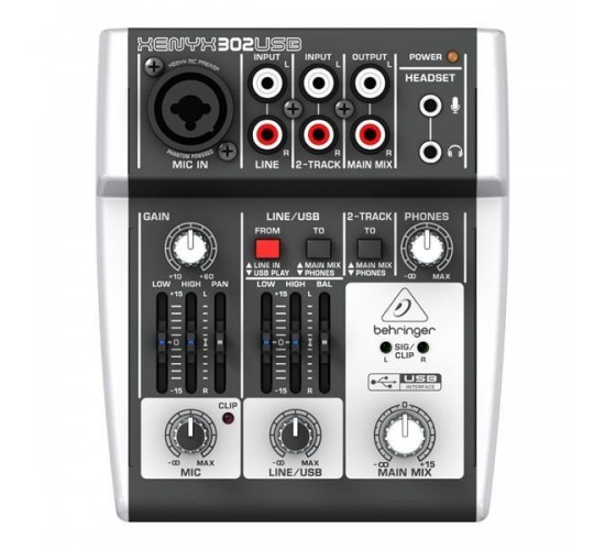 Behringer 302USB 5-вход. микшерный пульт, с микрофонными предусилит. XENYX, USB/аудио интерфейсом