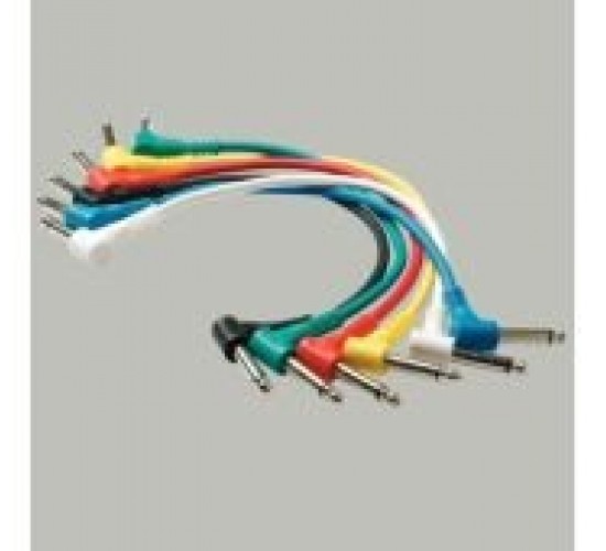 Rockcable RCL30011 D5 кабель 15 см джек-джек, угловой. Комплект 6 штук, разноцветные