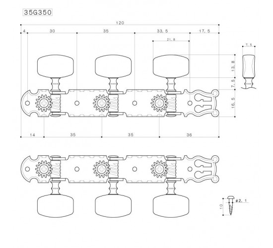 Gotoh 35G-350 колки для классической гитары, никель