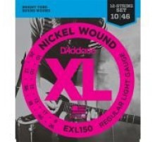 D'Addario EXL150 Nickel Wound комплект струн для 12-струнной электрогитары, Regular Light, 10-46