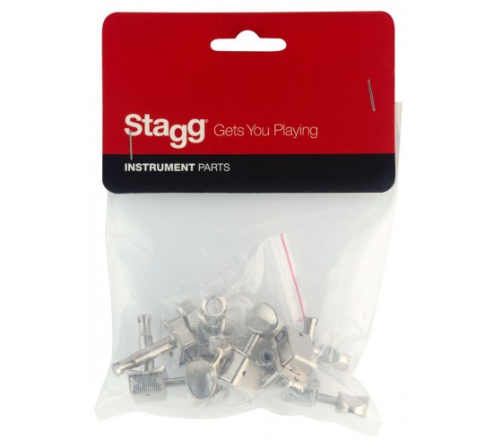 Stagg SP-MHEL-V6X1CH колки для ак. или электрогитары, серия vintage. 6 в линию, цвет хром
