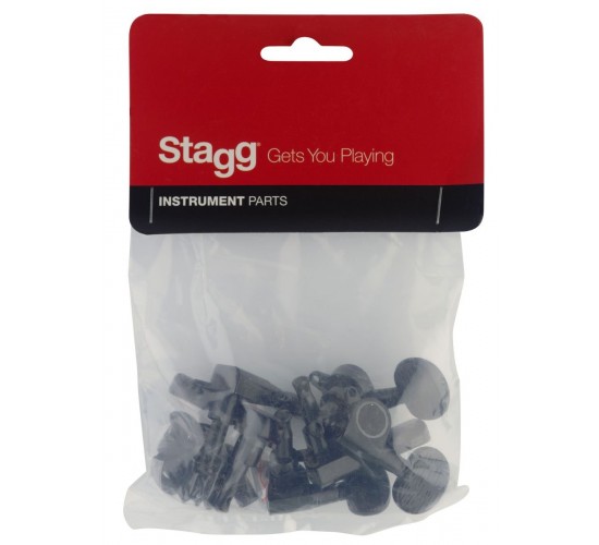 Stagg SP-MHWS-BKBB колки для ак. или электрогитары, серия die cast, 3+3, цвет черный