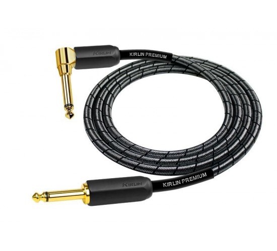Kirlin IWB-202BEGL 6M BM кабель инструментальный с прямым/угловым 6,3 мм разъемами (моно), 6м, цвет Metallic black