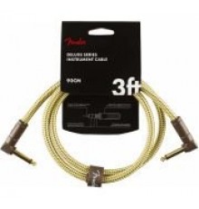 Fender 3` Deluxe Series Instrument Cable Angle Tweed инструментальный кабель, длина 90см, угловой