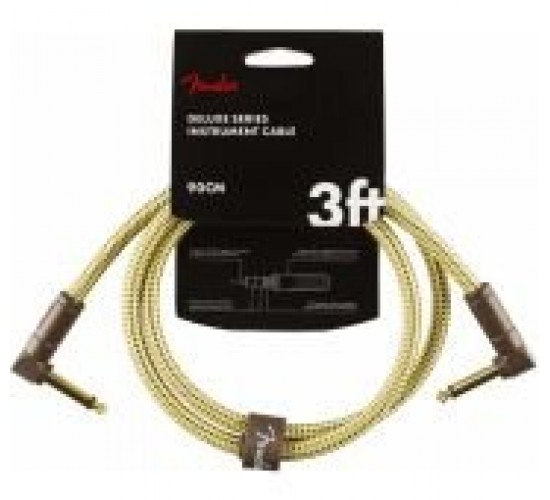 Fender 3` Deluxe Series Instrument Cable Angle Tweed инструментальный кабель, длина 90см, угловой