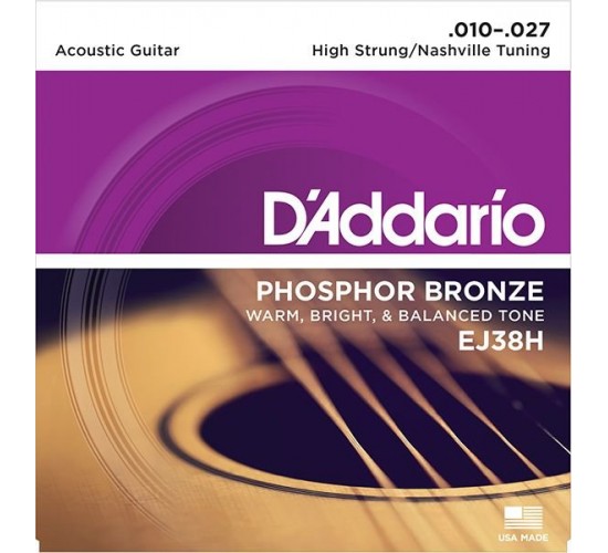 D'Addario EJ38H комплект дополнительных 6 тонких струн для 12-струнной акустической гитары, 10-27
