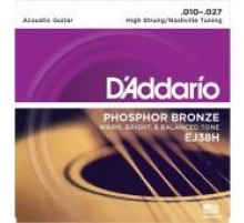 D'Addario EJ38H комплект дополнительных 6 тонких струн для 12-струнной акустической гитары, 10-27