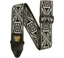 Ernie Ball 5345 гитарный ремень Black Heart Jacquard, полипропилен, кожаные нашивки
