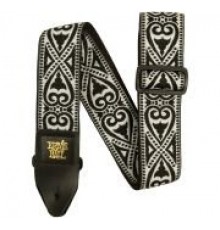 Ernie Ball 5345 гитарный ремень Black Heart Jacquard, полипропилен, кожаные нашивки