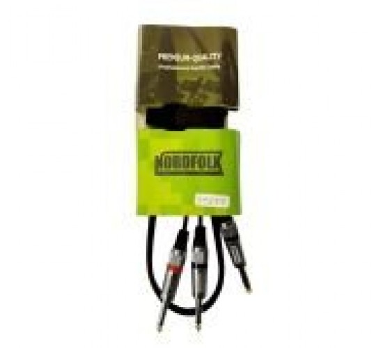 NordFolk NYC275/1M кабель инсертный Jack stereo  2 x Jack mono, металл разъёмы, 1 м