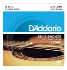 D'Addario EZ940 AMERICAN BRONZE 85/15 Струны для 12-струнной акустической гитары Light 10-50