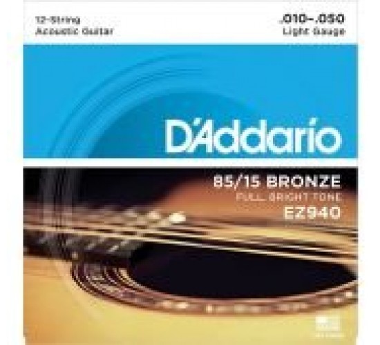 D'Addario EZ940 AMERICAN BRONZE 85/15 Струны для 12-струнной акустической гитары Light 10-50
