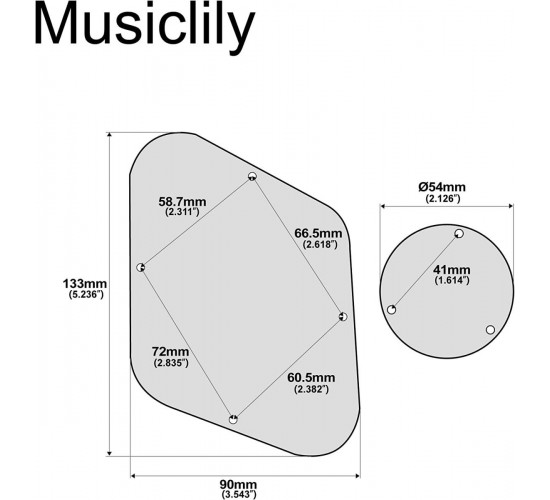 Musiclily MX0476 Задняя крышка темброблока для Gibson Les Paul, черная