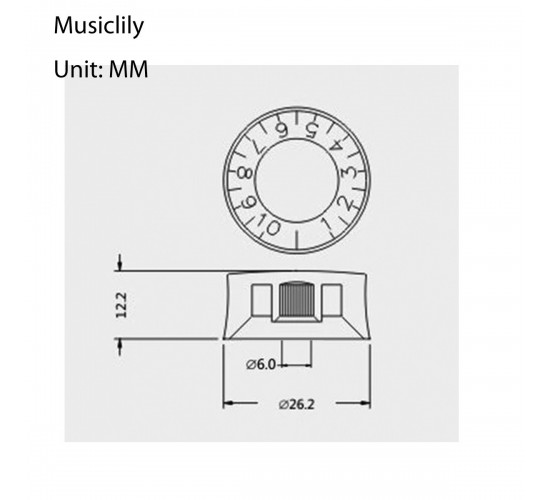 Musiclily M147 Ручка потенциометра, LP Style, метрическая, черная