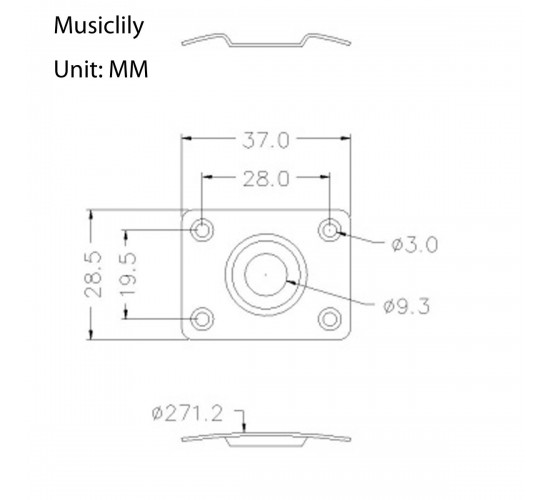 Musiclily M198 Выходной разъем электрогитары с накладкой, Les Paul style, хром