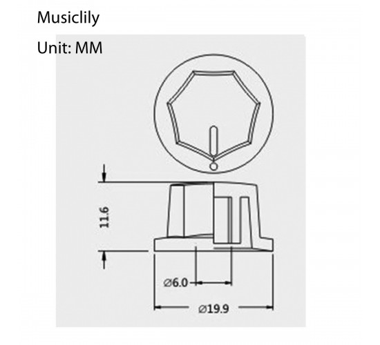 Musiclily MX0622 Ручка потенциометра, метрическая, черная