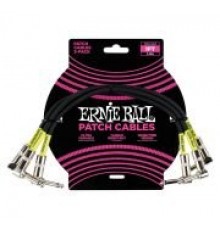 Ernie Ball 6075 набор кабелей инструментальных с угловыми джеками, 3 шт, длина 30 см, цвет чёрный