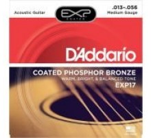D'Addario EXP17 Coated Phosphor Bronze Комплект струн для акустической гитары, Medium, 13-56