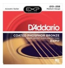 D'Addario EXP17 Coated Phosphor Bronze Комплект струн для акустической гитары, Medium, 13-56