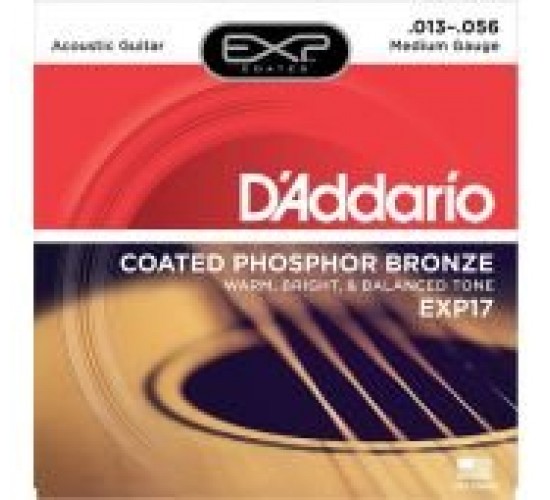D'Addario EXP17 Coated Phosphor Bronze Комплект струн для акустической гитары, Medium, 13-56