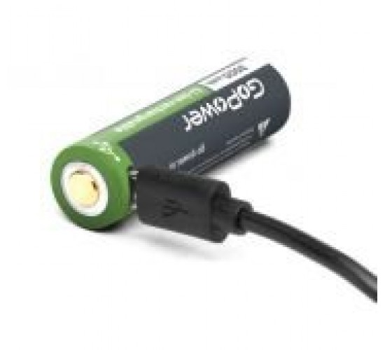GoPower 00-00019621 Аккумулятор бытовой 18650 Li-ion, 3.7В, 3000мАч, USB, с защитой