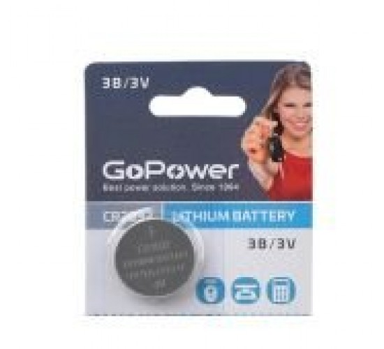 GoPower 00-00015603 Элемент питания CR2032 литиевый 3В