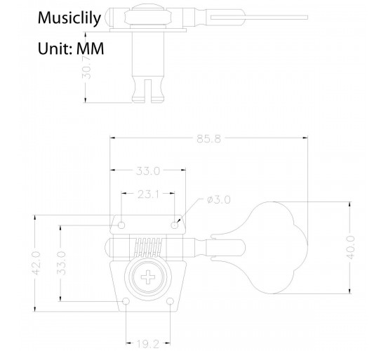 Musiclily M446 Одиночный колок для бас-гитары, правый, хром