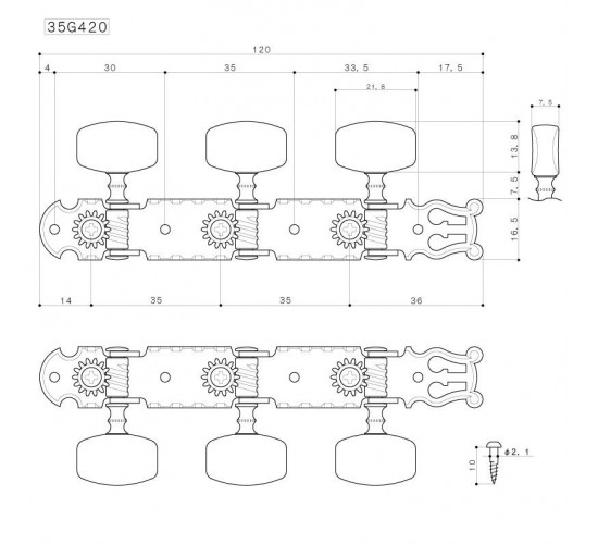 Gotoh 35G-420 колки для классической гитары, позолота