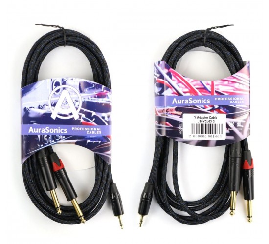 AuraSonics J35Y2J63-3 аудио Y-кабель jack 3.5мм -> 2 x jack 6.35мм, 3м