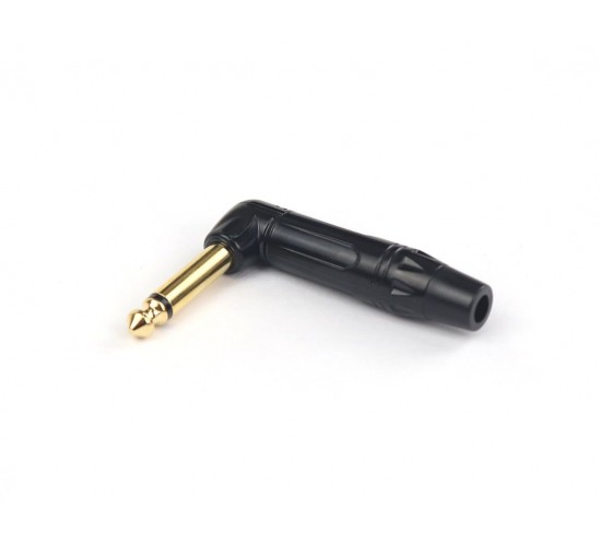 AuraSonics JMA2R-BG кабельный разъем угловой Jack 6.3мм TS (моно) штекер, позолоченные контакты, чер