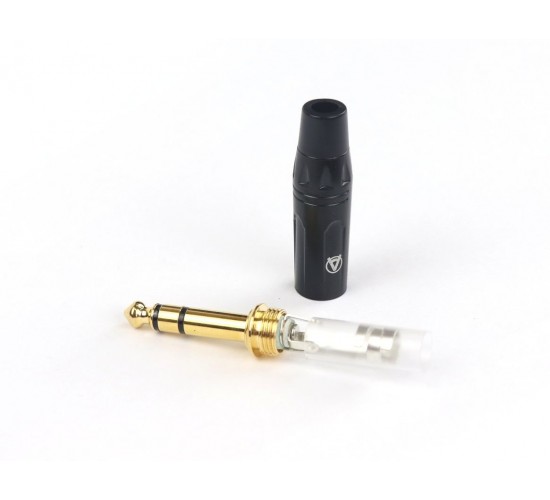 AuraSonics JMA3-BG кабельный разъем Jack 6.3мм TRS (стерео) штекер, позолоченные контакты, черный, д
