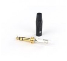 AuraSonics JMA3-BG кабельный разъем Jack 6.3мм TRS (стерео) штекер, позолоченные контакты, черный, д