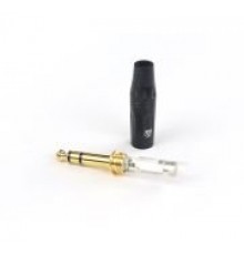AuraSonics JMA3-BG кабельный разъем Jack 6.3мм TRS (стерео) штекер, позолоченные контакты, черный, д
