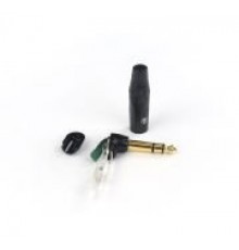 AuraSonics JMA3R-BG кабельный разъем угловой Jack 6.3мм TRS (стерео) штекер, позолоченные контакты,