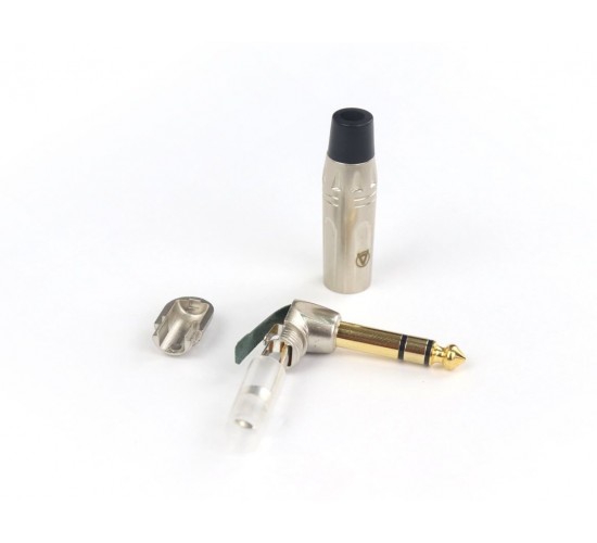AuraSonics JMA3R-G кабельный разъем угловой Jack 6.3мм TRS (стерео) штекер, позолоченные контакты,ма
