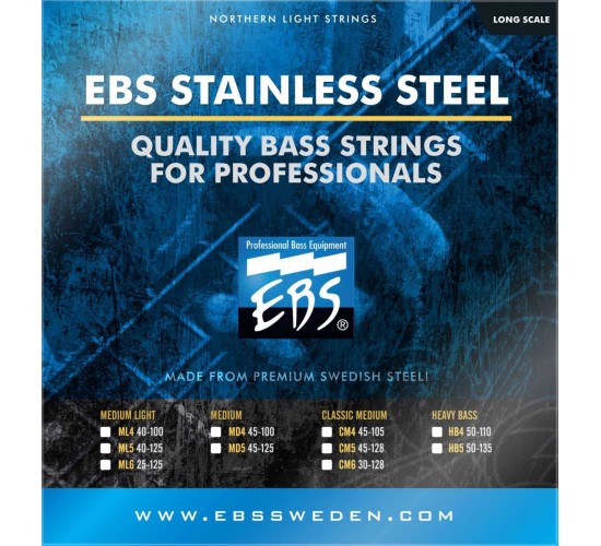 EBS SS ML5 Stainless Steel Medium Light 5 комплект струн для 5-ти струнной бас-гитары 40-125