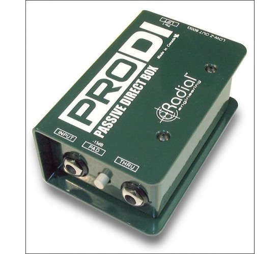 Radial ProDI моно дибокс, вход 1x 1/4«TRS, сквозной 1x 1/4» TRS, выход 1 x XLR