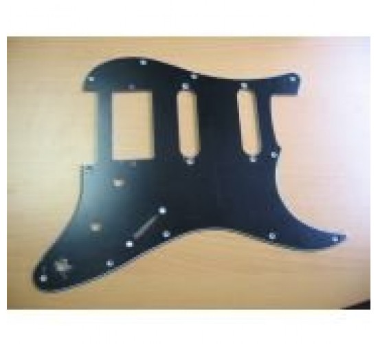 Панель на Stratocaster 62 style под бриджевый хамбакер, черный трехслойный пластик, 11 крепежных отверстий