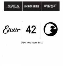 Elixir 14142 NANOWEB Отдельная струна для акустической гитары, фосфорная бронза, .042