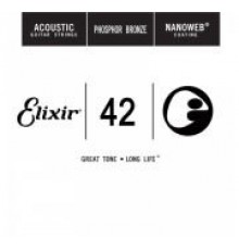 Elixir 14142 NANOWEB Отдельная струна для акустической гитары, фосфорная бронза, .042
