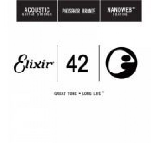 Elixir 14142 NANOWEB Отдельная струна для акустической гитары, фосфорная бронза, .042
