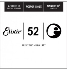 Elixir 14152 NANOWEB Отдельная струна для акустической гитары, фосфорная бронза, .052