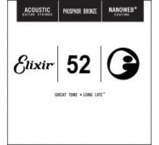 Elixir 14152 NANOWEB Отдельная струна для акустической гитары, фосфорная бронза, .052