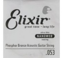 Elixir 14153 NANOWEB Отдельная струна для акустической гитары, фосфорная бронза, .053